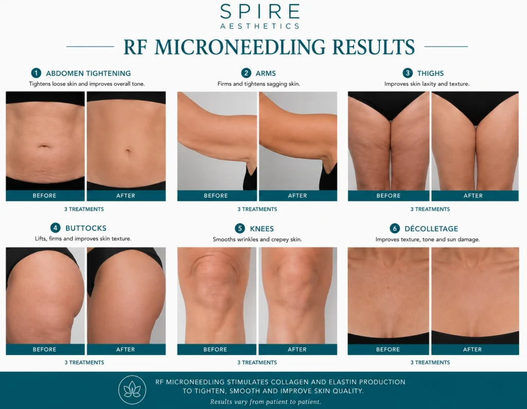 before and after RF microneedling skin tightening results Broxburn on the body